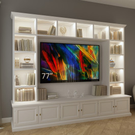 Parete in legno porta TV su misura con luci led