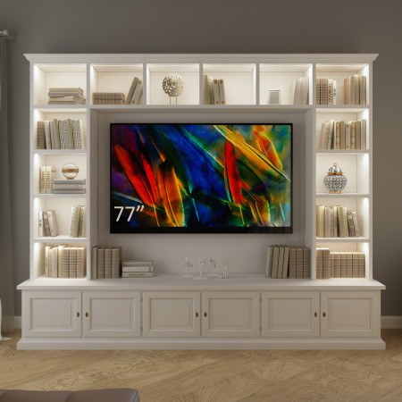 Parete in legno porta TV su misura con luci led