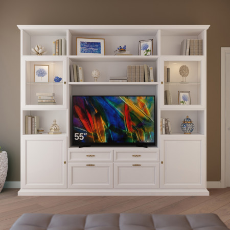 Parete in legno porta TV su misura per soggiorno