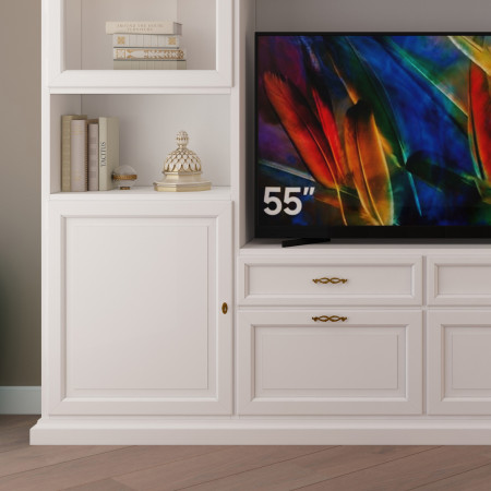 Parete in legno porta TV su misura con vano per TV 55 pollici