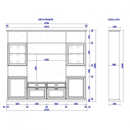 Parete in legno porta TV su misura