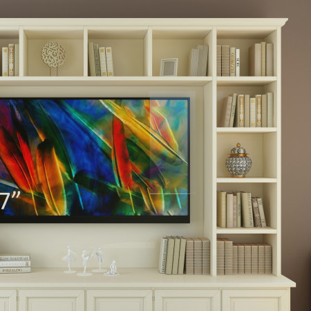Componibile in legno porta TV su misura con TV e scaffali