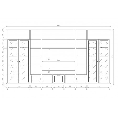 Libreria porta tv classica in legno con vano TV centrale