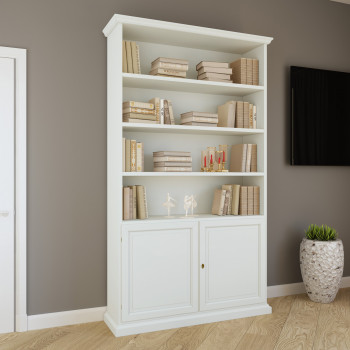 Libreria 2 ante in stile classico su misura con decorazioni