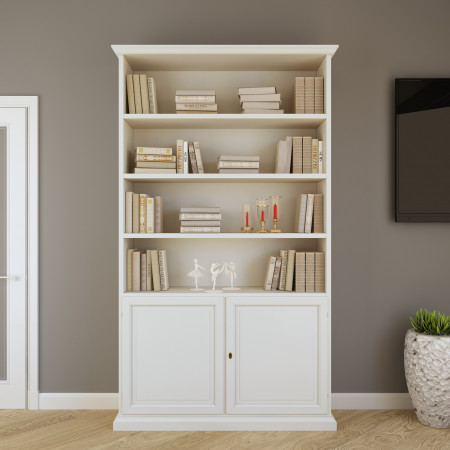 Libreria 2 ante classica su misura con dettagli in legno