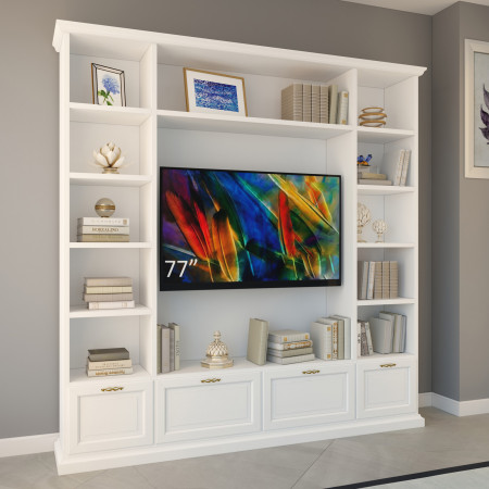 Sistema componibile porta TV su misura con libreria laterale