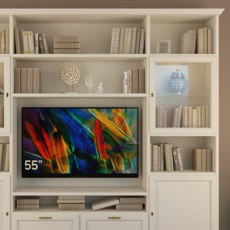 Parete componibile porta TV in stile classico, vano TV 55 pollici