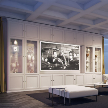 Parete soggiorno progettabile con vano proiezione