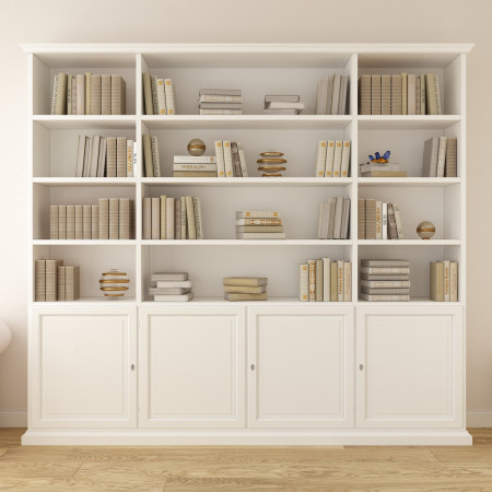 Parete componibile in legno in stile classico, dettaglio libreria