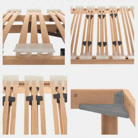 Rete a doghe in legno da 120 cm Dampest Ergo, dettaglio supporti ammortizzanti