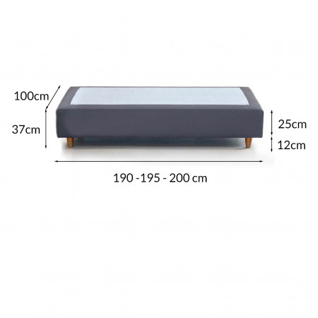 Sommier Technobase economico 100 cm, dettaglio dimensioni