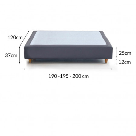 Sommier Technobase economico 120 cm, dettaglio dimensioni