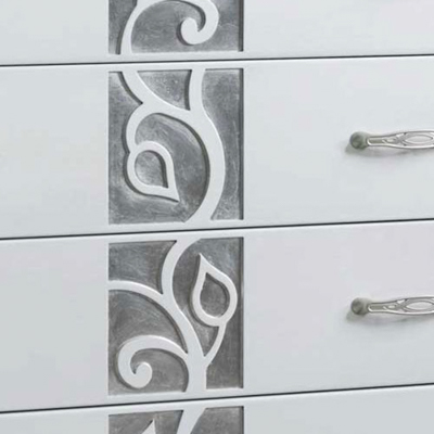 Bianco con fiore Giorgia foglia argento