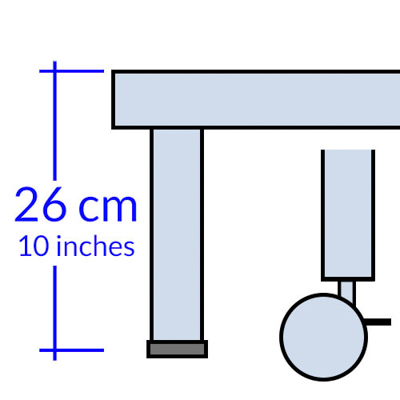 Rete con 2 gambe e 2 ruote altezza 26 cm +120,00€