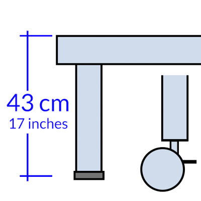 Rete con 2 gambe e 2 ruote altezza 43 cm +120,00€