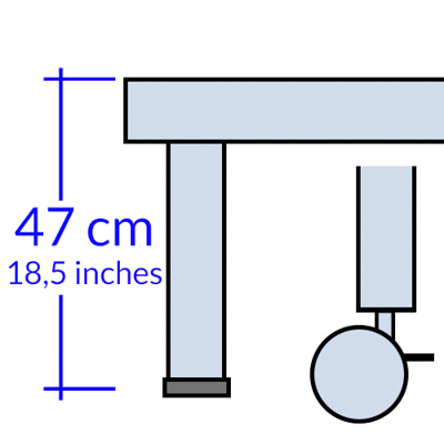 Rete con 2 gambe e 2 ruote altezza 47 cm +120,00€
