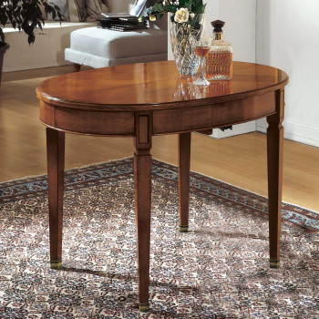 Tavolo ovalino con puntali allungabile, dettaglio legno